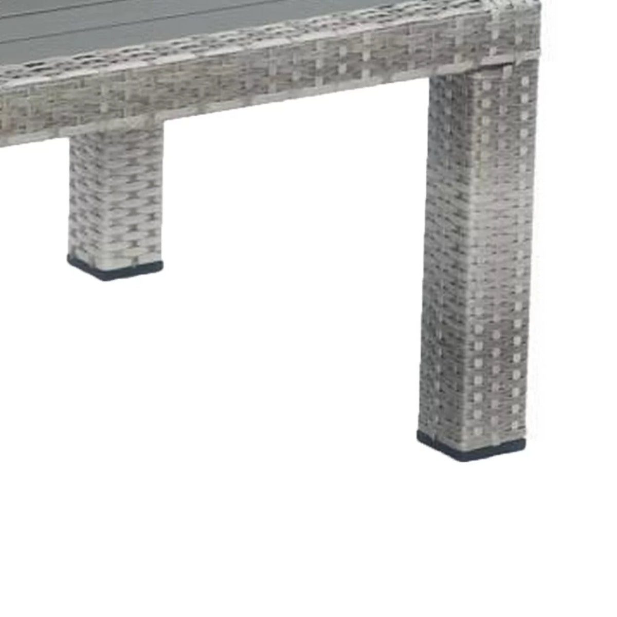 46 Inch Gray Faux Wood Woven Resin Wicker Outdoor Coffee Table A875