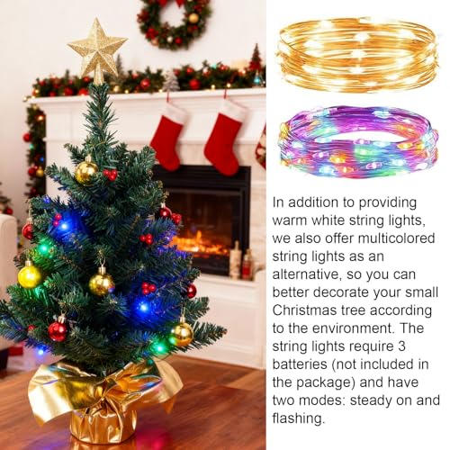 24 Inch Artificial Christmas Tree with LED Lights and Ornaments T21419