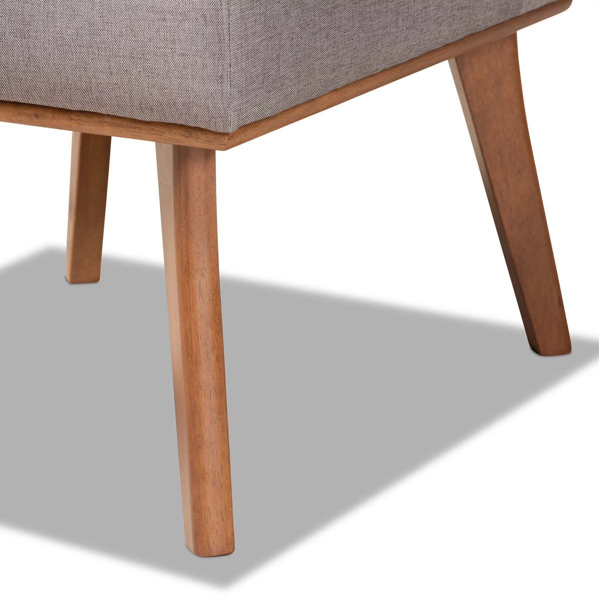 Grey Fabric Upholstered Walnut Brown Wood Dining Chair J862