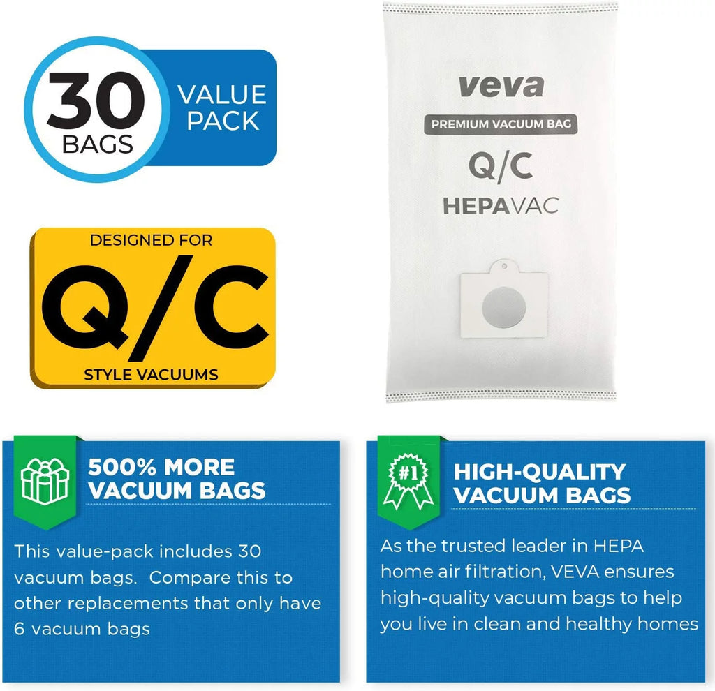 30 Pack HEPA Vacuum Bags Type Q Cloth Bag E1283
