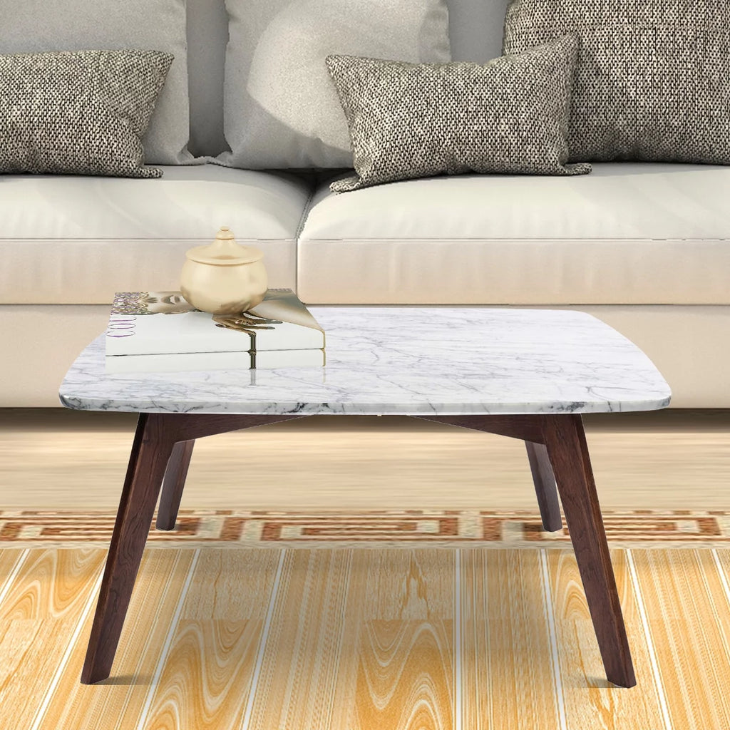 White and Brown Square Marble Coffee Table M9767