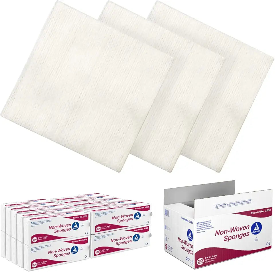 Non-Woven Gauze Sponges, Non-Sterile, 3"x 3", 4 Ply, 4000 O371577