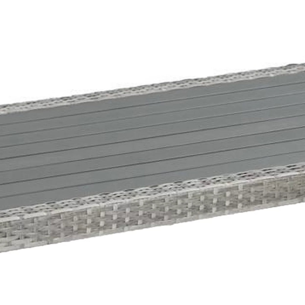 46 Inch Gray Faux Wood Woven Resin Wicker Outdoor Coffee Table A875