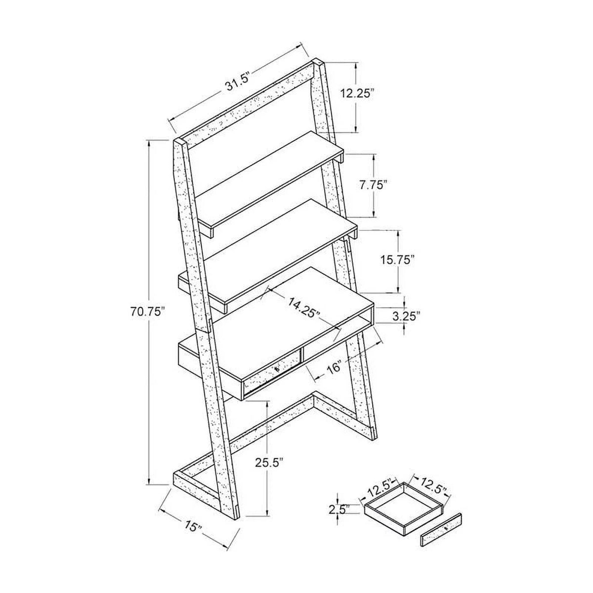 Modern Wood Writing Desk with Shelves G46923