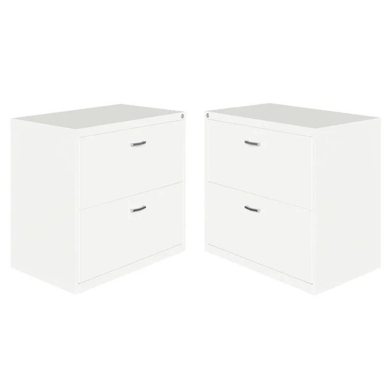 White 2 Drawer Metal Filing Cabinet Set of 2 H717605
