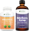 Vitamin C 1000mg + Organic Elderberry Syrup Bundle - 365 Vegan Capsules + 16 fl oz K654031