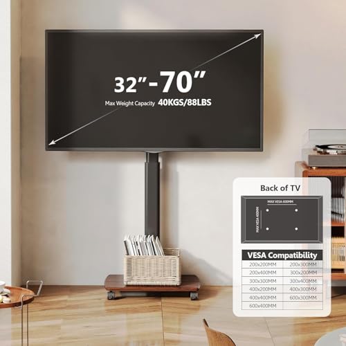 Rolling TV Stand for 32 to 65 Inch TVs with Swivel Mount G122721
