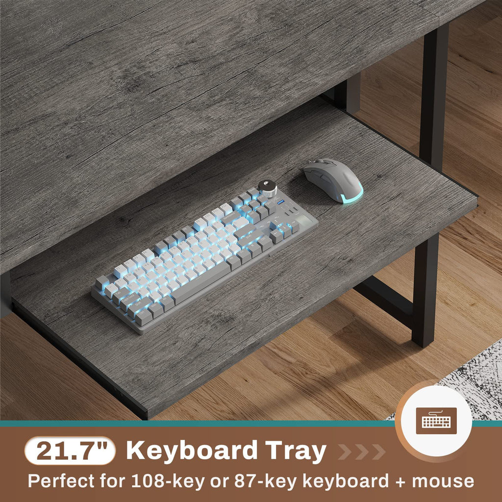 L Shaped Gaming Desk with Power Outlet and Pegboard H611452