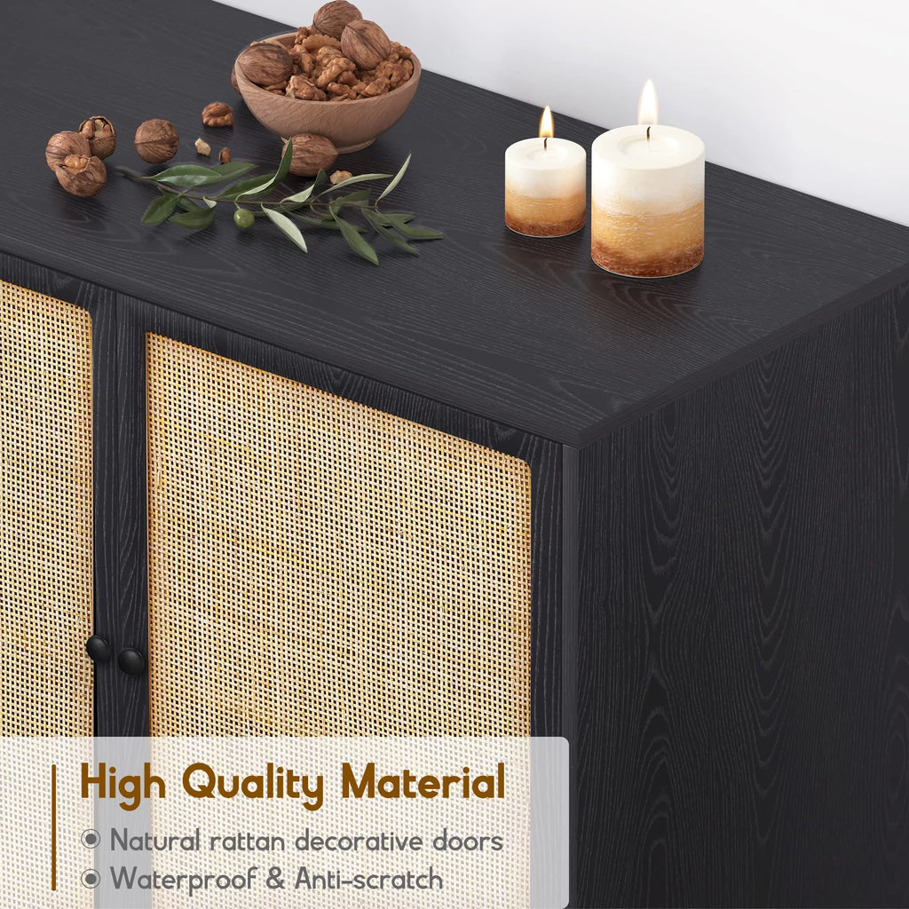Black Rattan Storage Cabinet K554740