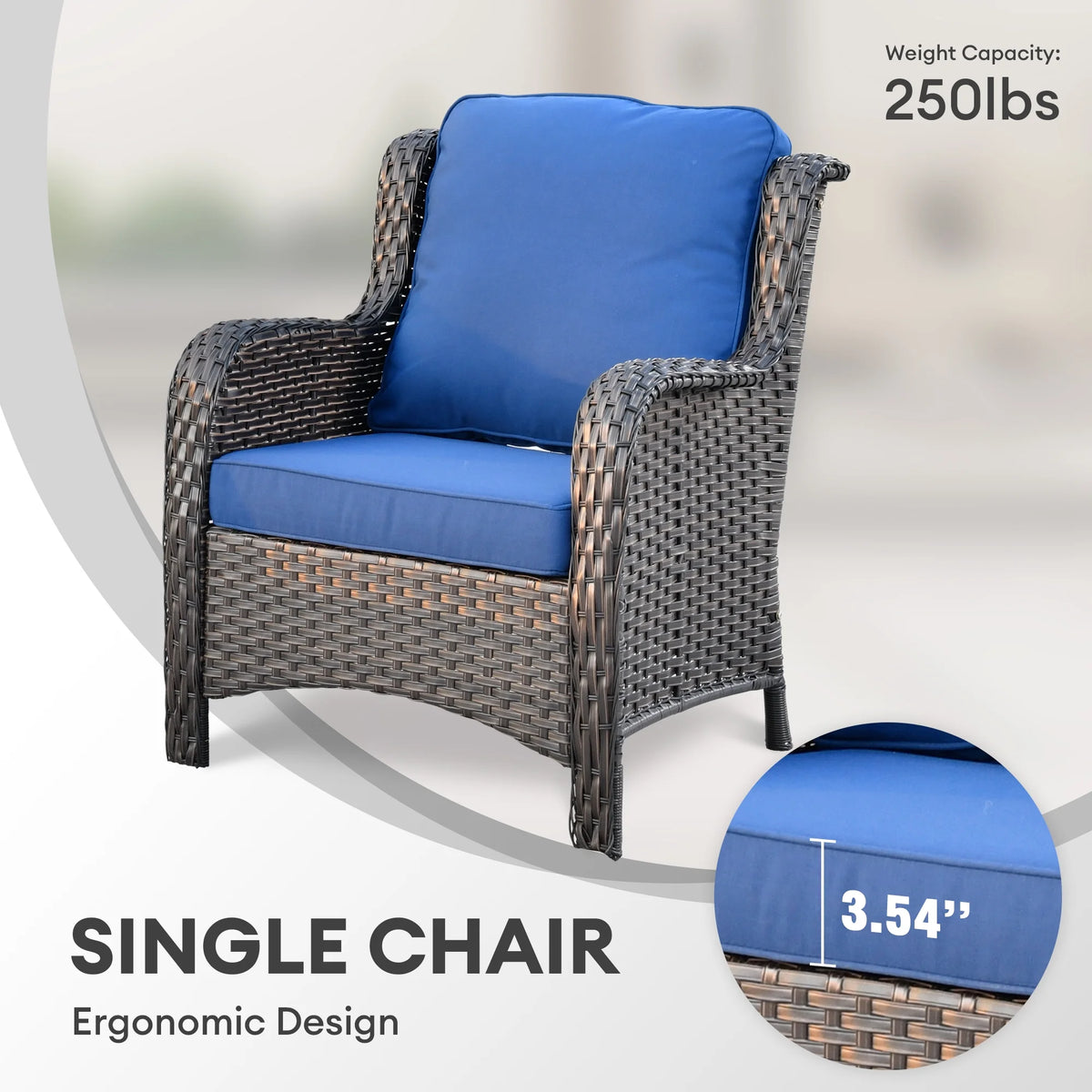 2 Pieces Wicker PE Rattan Patio Chairs with Fabric Cushions N901