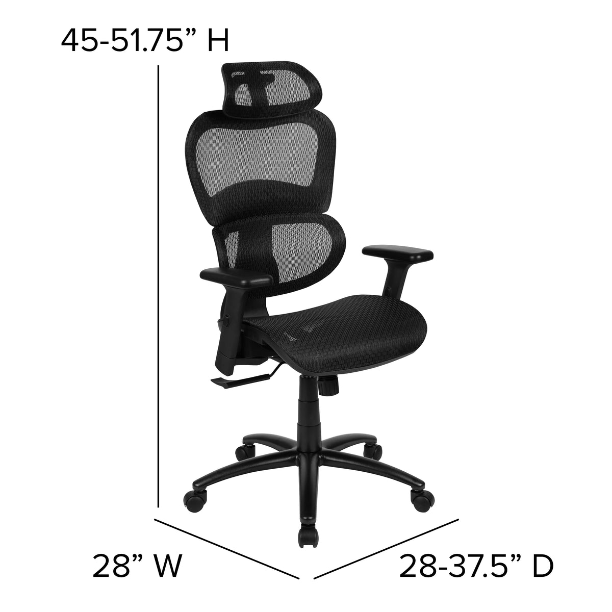 Ergonomic Mesh Office Chair with Lumbar Support in Black R163