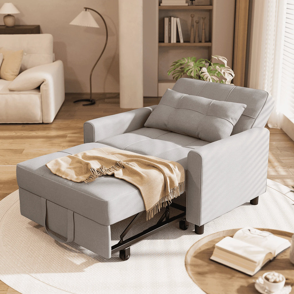 Light Gray 3 in 1 Convertible Sleeper Sofa M8911