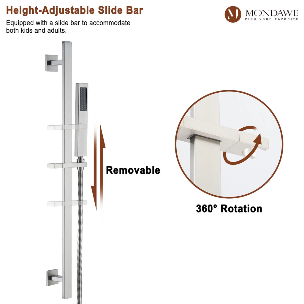 16 Inch Thermostatic Rain Shower System with 6 Body Spray B393227