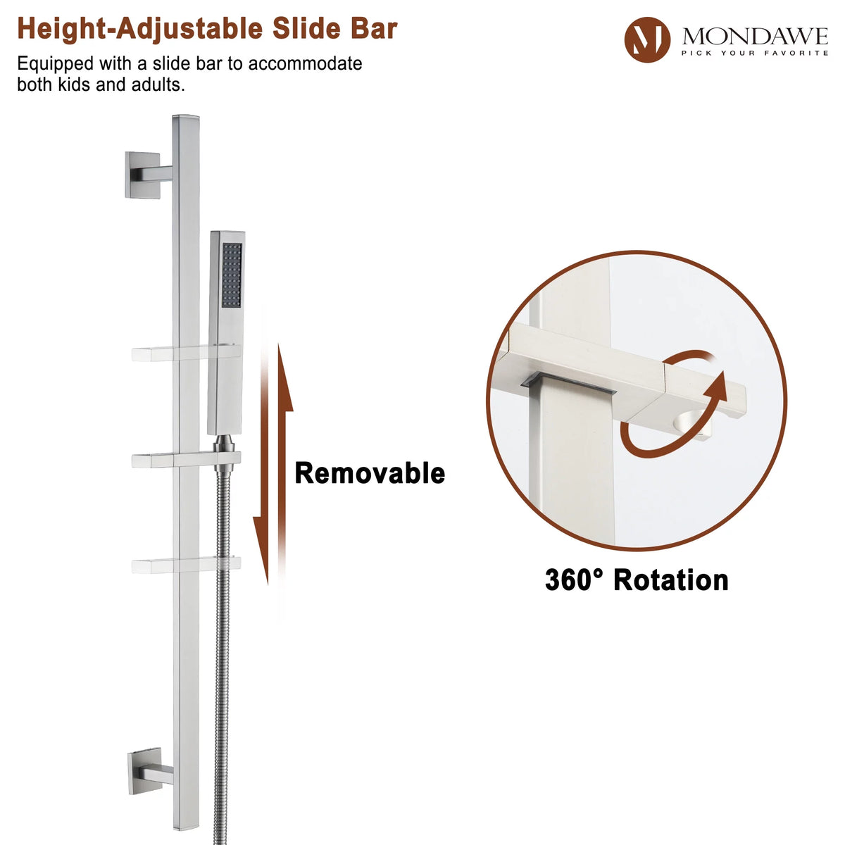 16 Inch Thermostatic Rain Shower System with 6 Body Spray B393227
