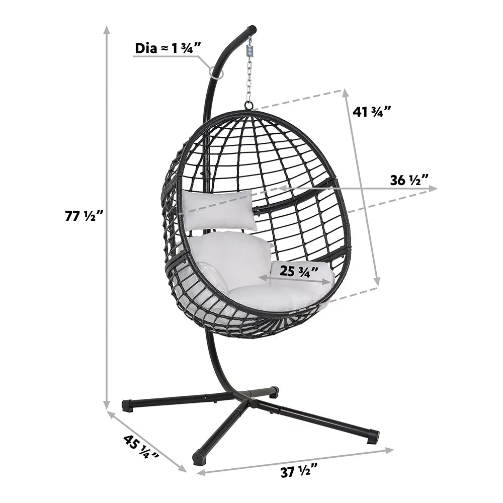 Wicker Hanging Egg Chair with Cushion and Stand O4134