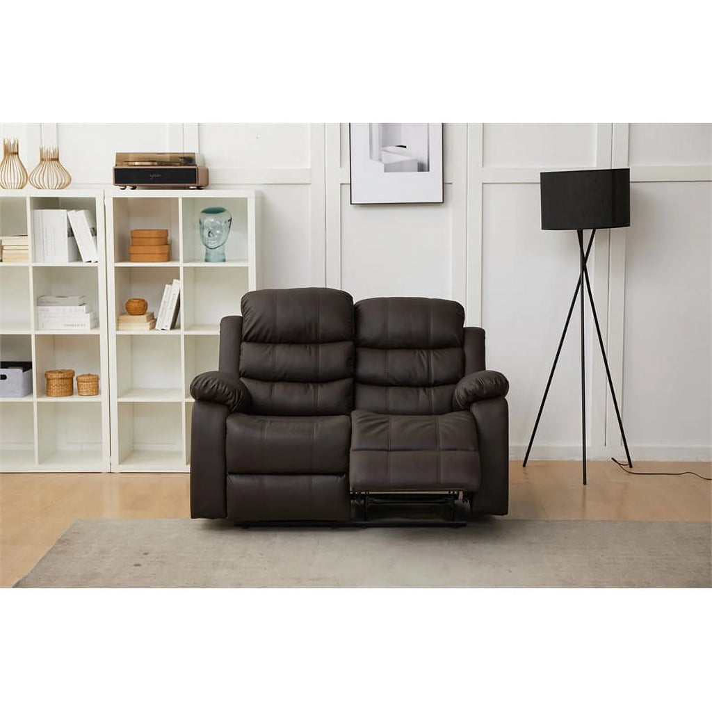 Brown Faux Leather Loveseat X32434