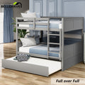 Full Over Full Wood Bunk Bed with Twin Trundle and Ladder X221