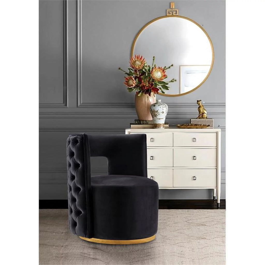 Black Gold Velvet Swivel Accent Chair X252959