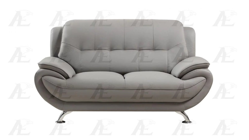 Gray Faux Leather Sofa and Loveseat Set 2Pcs N70484