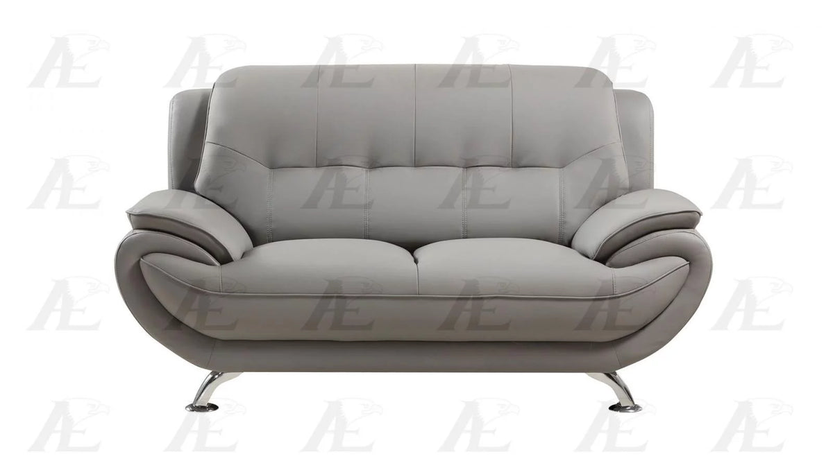 Gray Faux Leather Sofa and Loveseat Set 2Pcs N70484