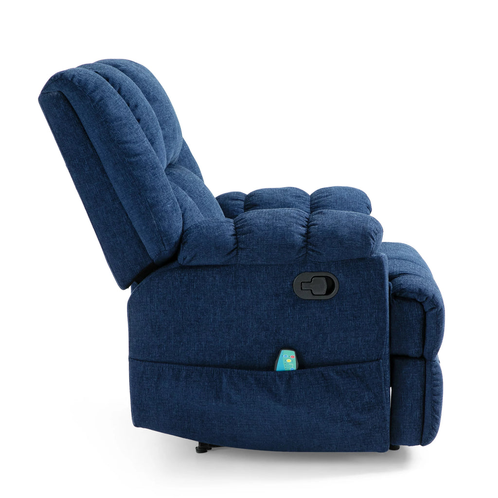 Navy Blue Fabric Tufted Recliner F2789