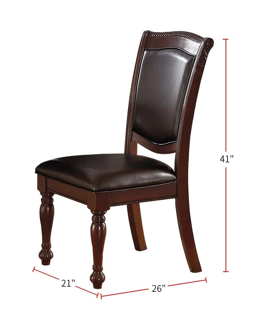Set of 2 Brown Rubberwood Faux Leather Side Chairs I846