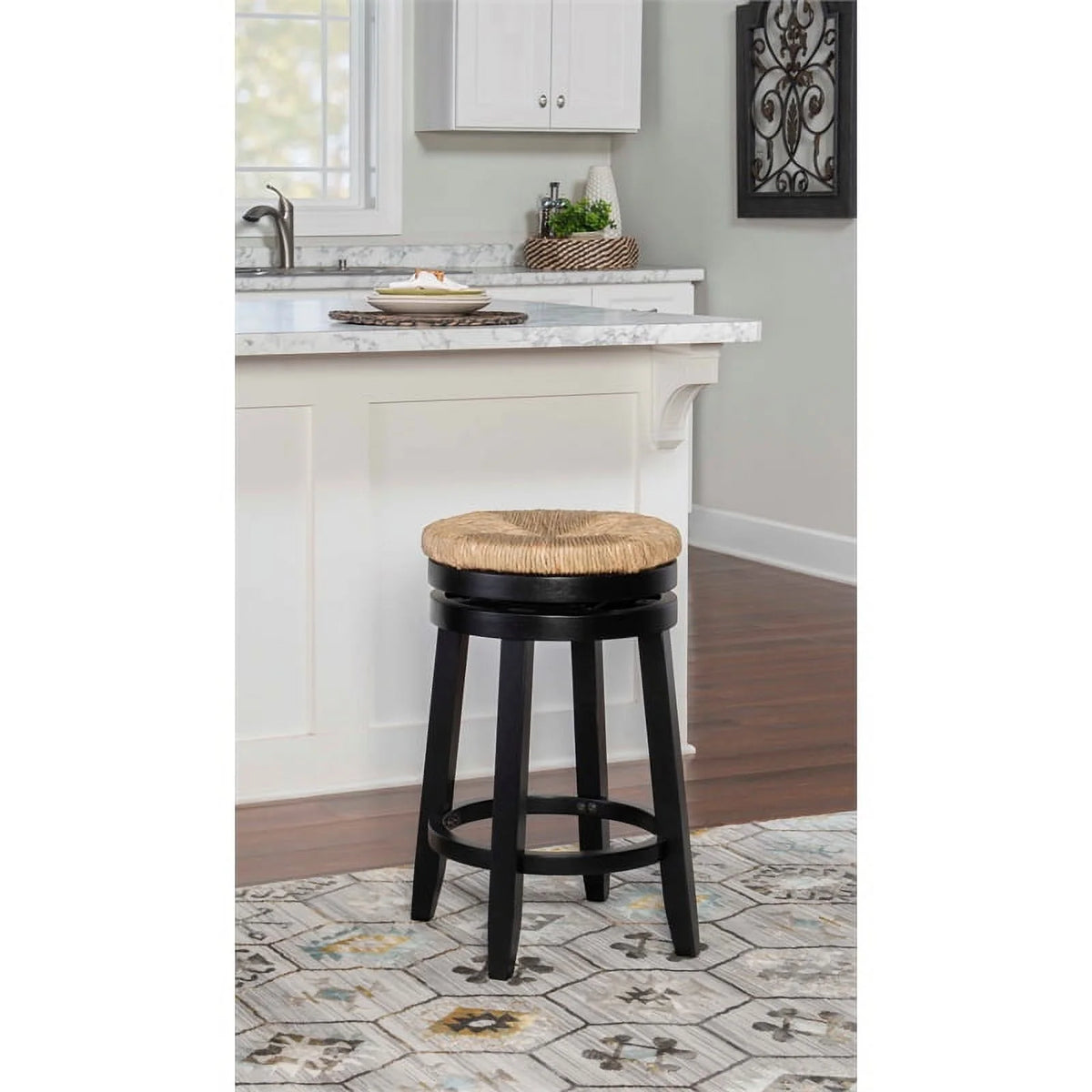 Black Wood Swivel Counter Stool Set of 2 G5247