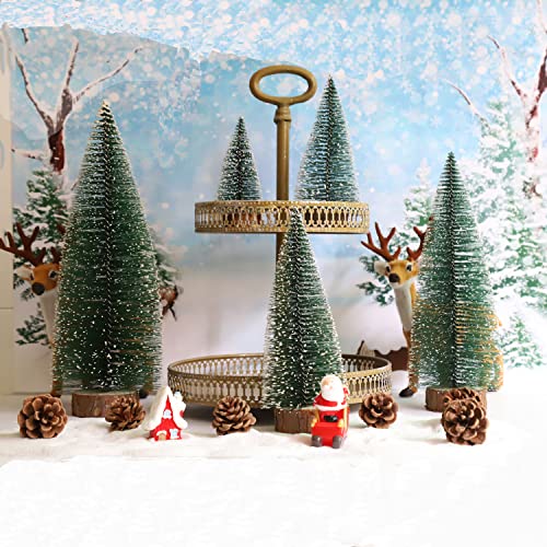 Mini Christmas Trees with Snow and Wooden Base N381