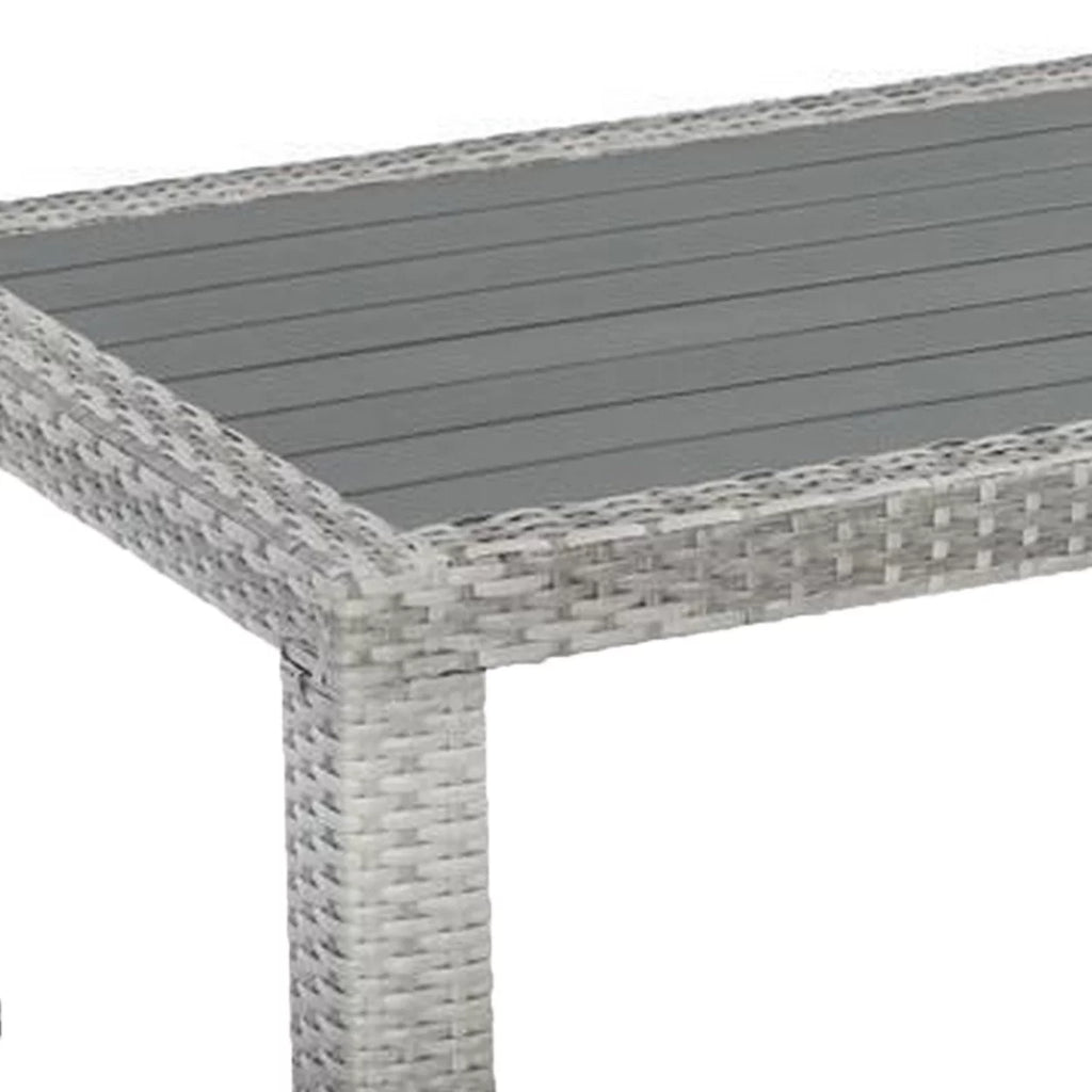 46 Inch Gray Faux Wood Woven Resin Wicker Outdoor Coffee Table A875
