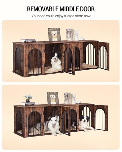 71" Wooden Dog Crate Furniture with Divider G15693