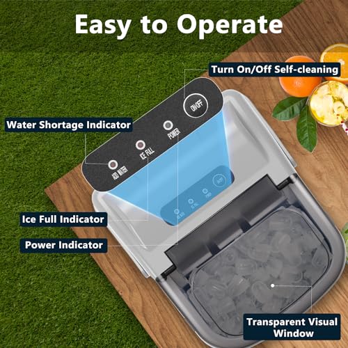 Countertop Portable Ice Maker with Self-Cleaning, 26.5lbs/24Hrs, 9 Bullet Ice Cubes V14559