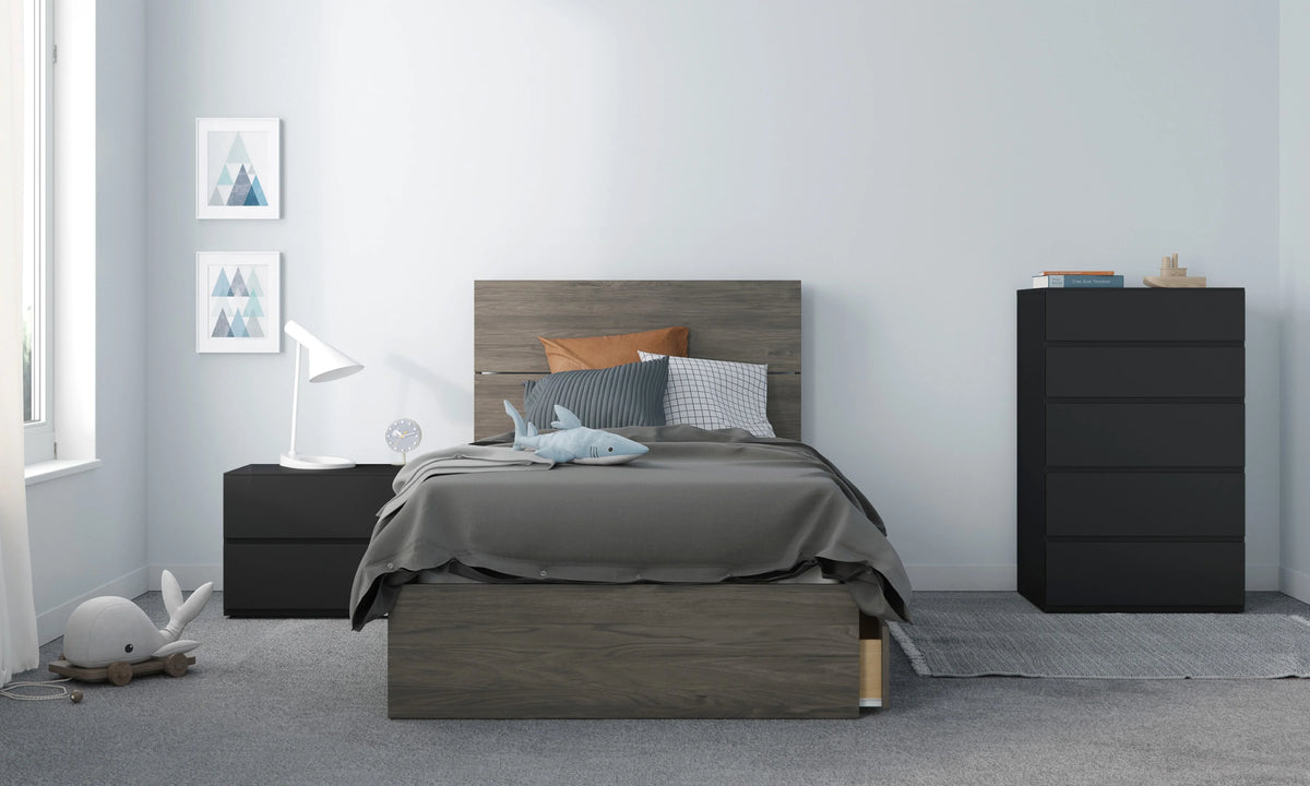 Twin Size Storage Wood Bed Frame with 3 Drawers M6192