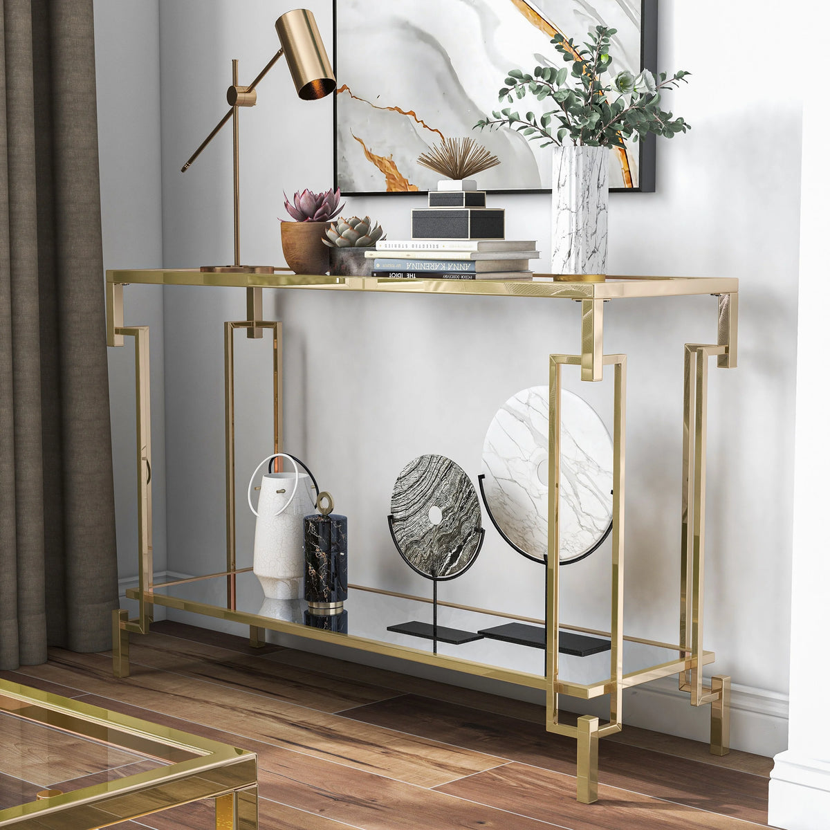 Glass Top 3-Piece Coffee Table Set with Shelf W6540