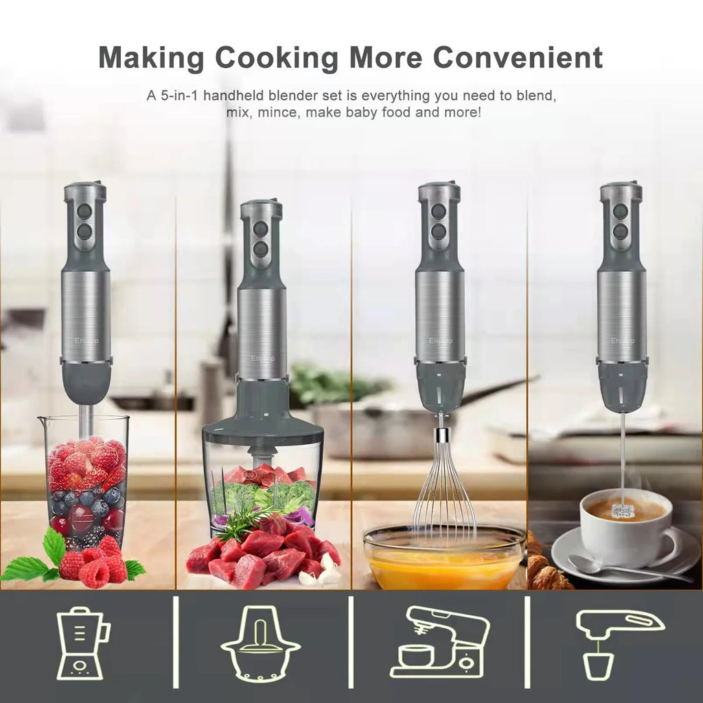 5-in-1 Hand Blender with Adjustable Speeds T422654