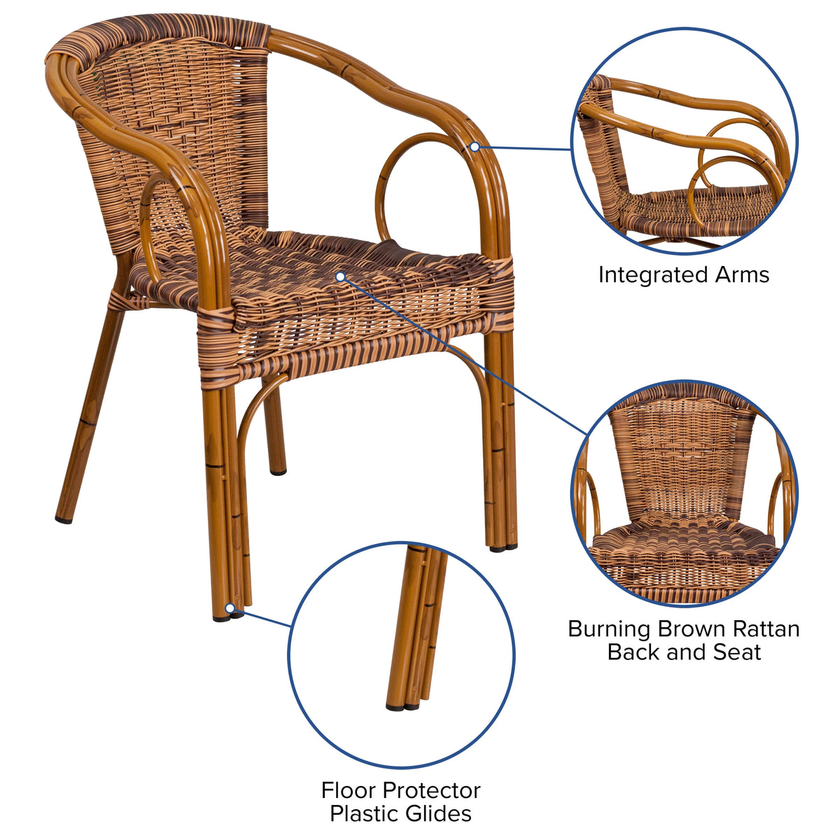 Brown Rattan Patio Chair with Dark Red Frame G4901