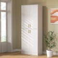 71" Tall White Freestanding Pantry Cabinet with Adjustable Shelves N216727