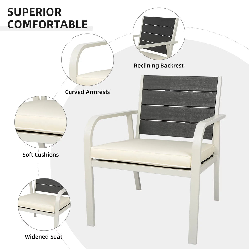4 Pieces Patio Conversation Set with Cushions Coffee Table White B43151