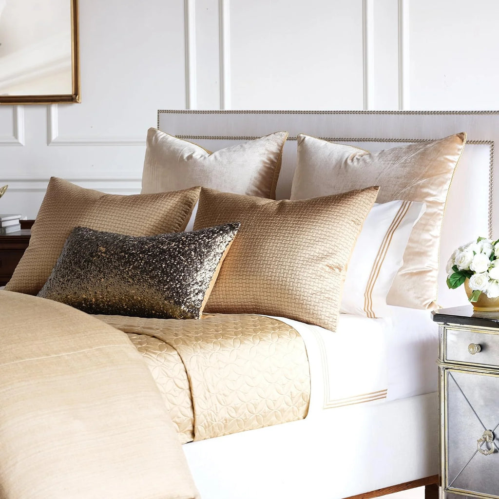 Queen Gold Textured Geometric Coverlet W63057