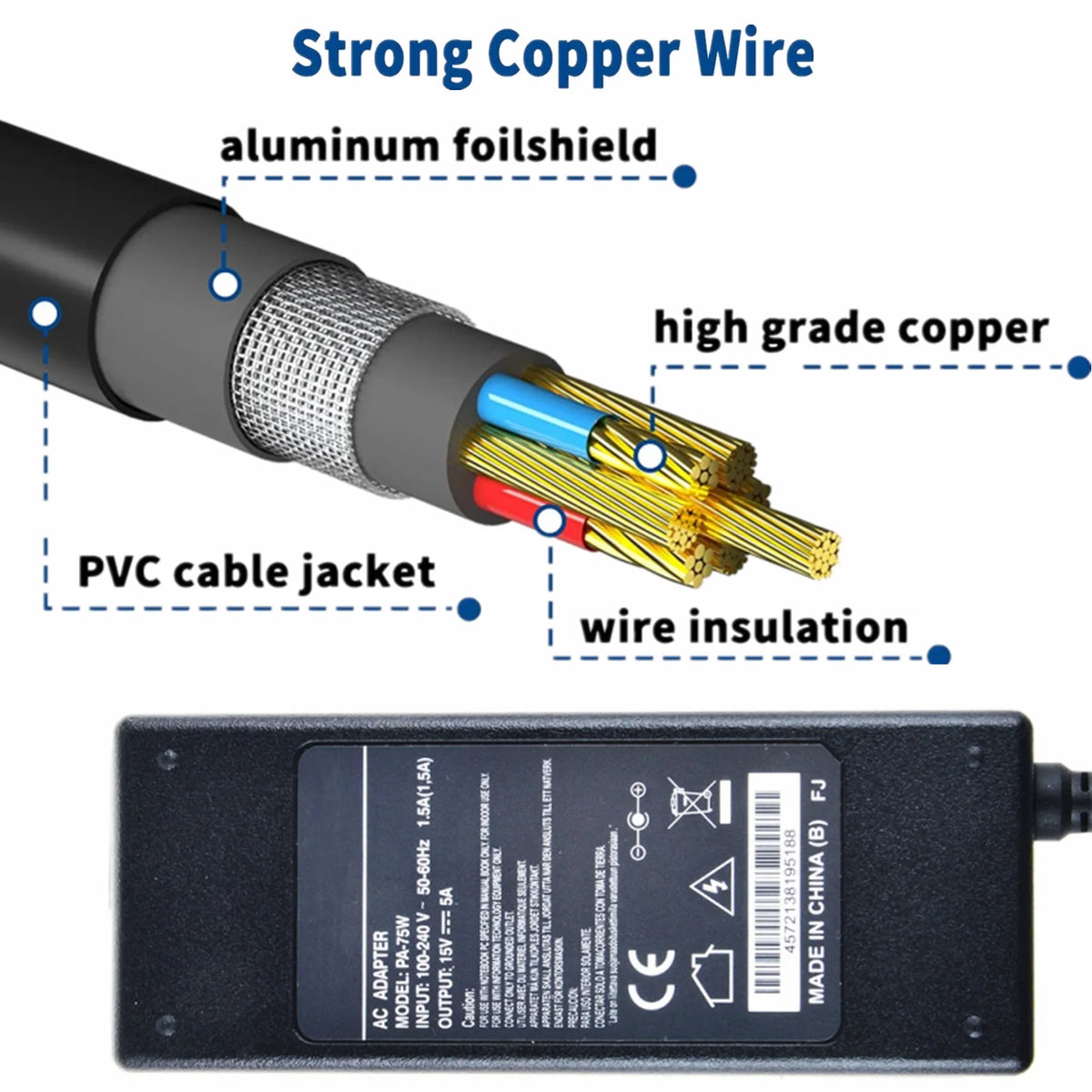 Compatible AC DC Adapter Switching Power Supply Cord Cable Charger I5896