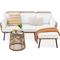 White L-Shaped Rope Woven Sofa Set with Table I6551