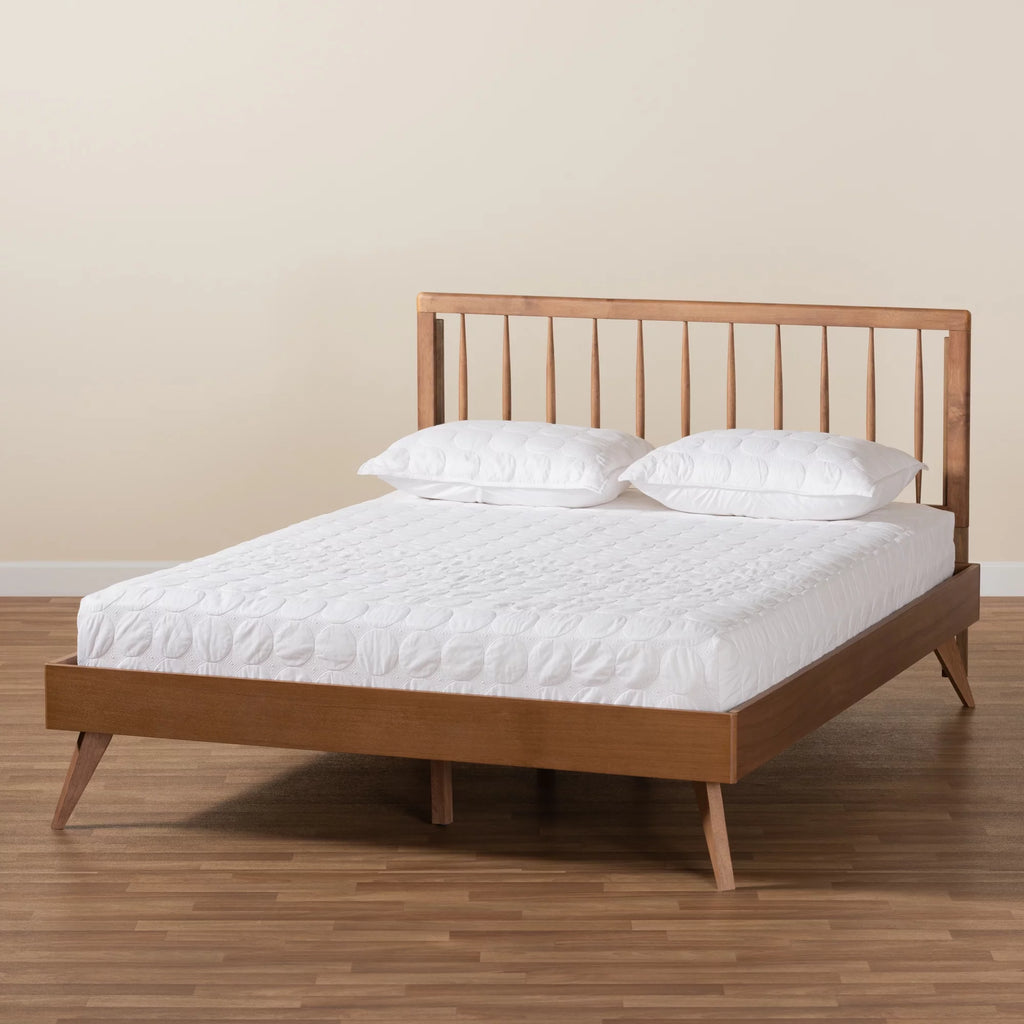 King Ash Walnut Wood Platform Bed G88202