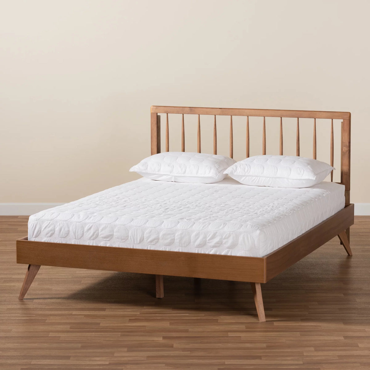 King Ash Walnut Wood Platform Bed G88202