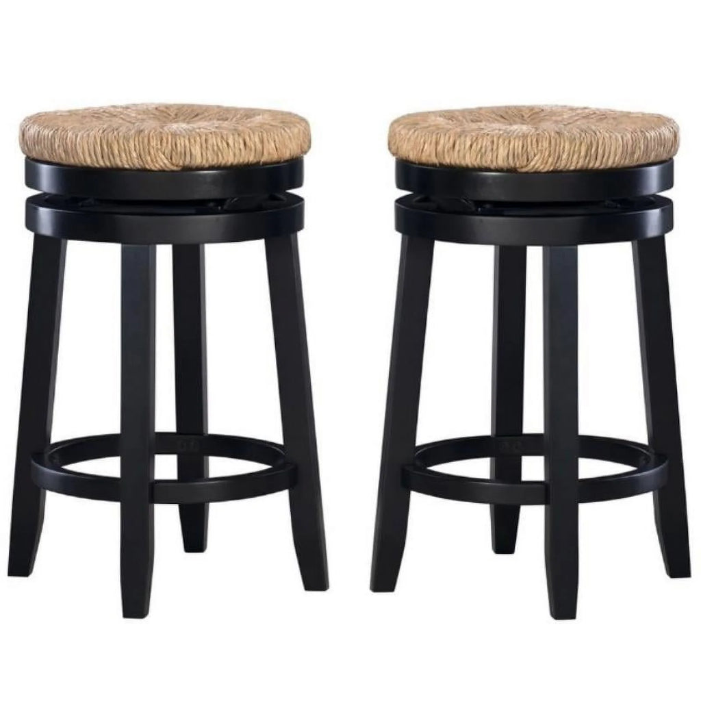 Black Wood Swivel Counter Stool Set of 2 G5247