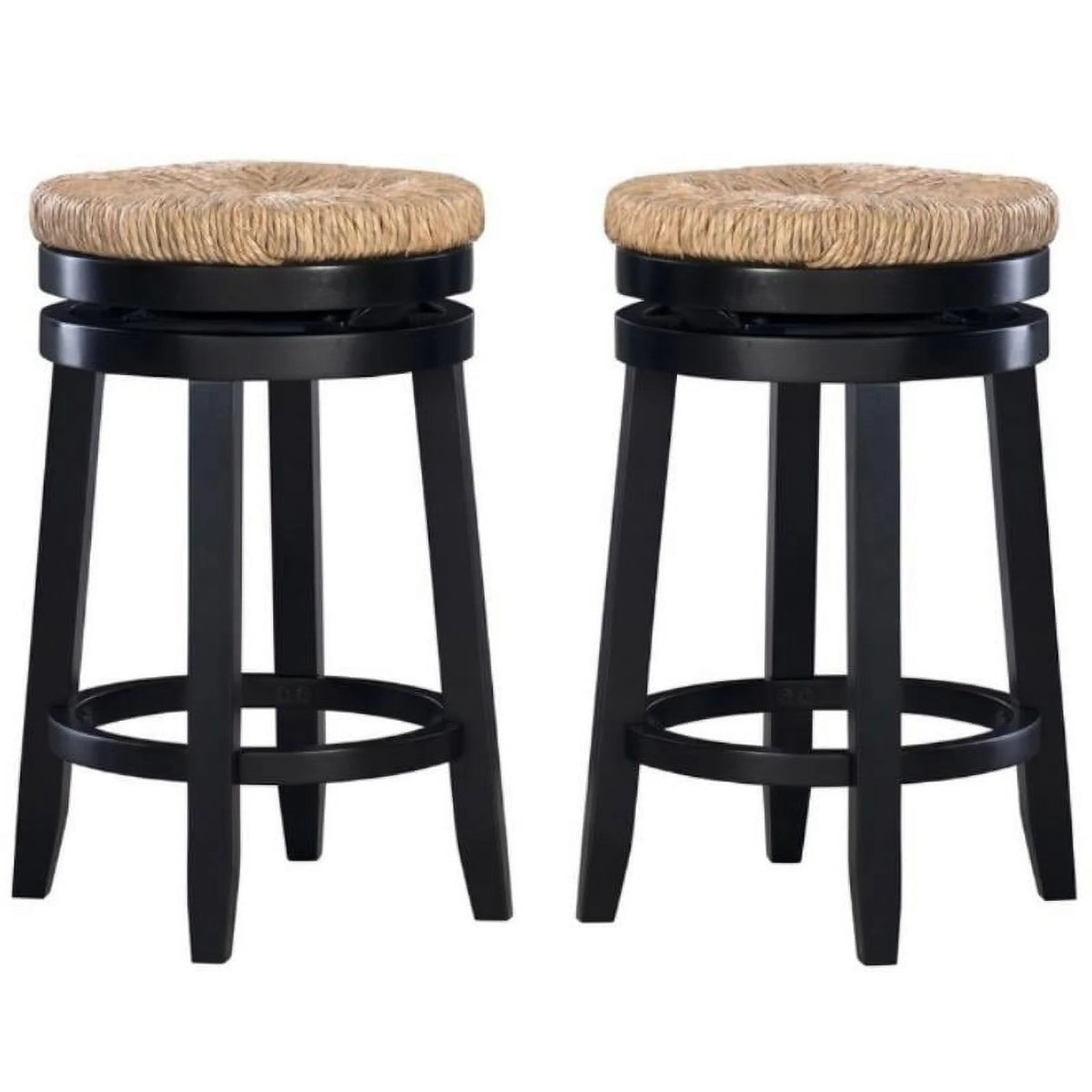 Black Wood Swivel Counter Stool Set of 2 G5247