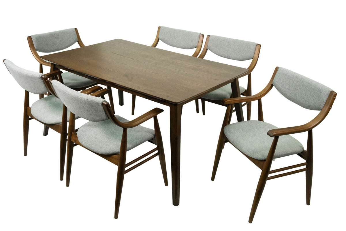 7-Piece Solid Wood Dining Table and 6 Chairs Q576242