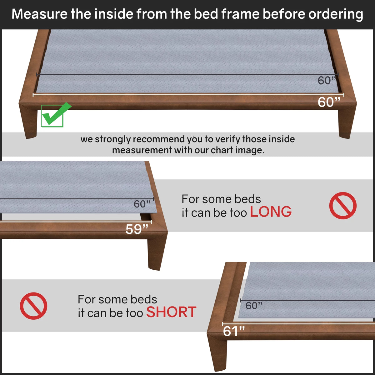 Queen Gray Mattress Support Wood Slats with Cover Y29517