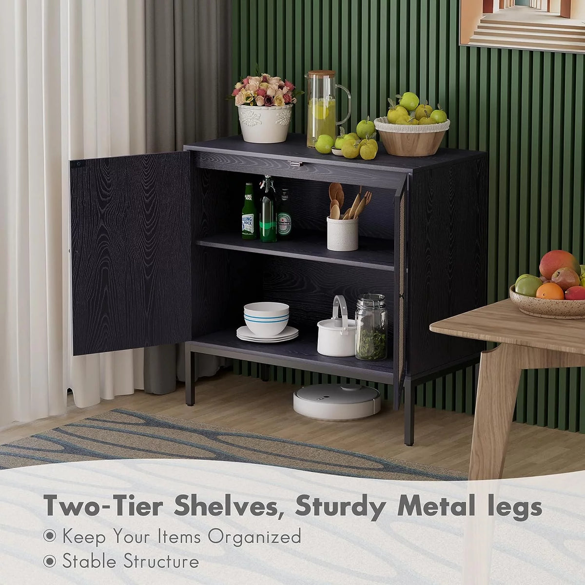 Black Rattan Storage Cabinet K554740