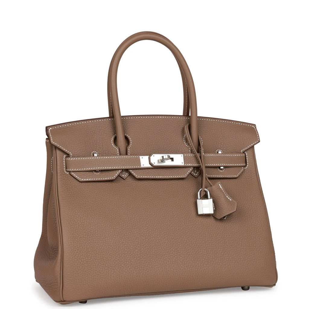 Etoupe Togo Palladium Hardware Handbag F4029