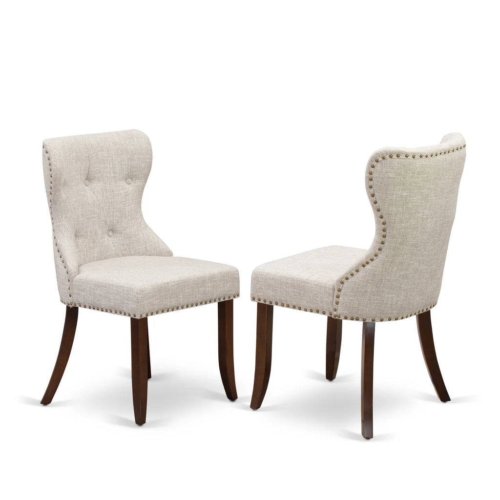 8 Piece Linen Fabric Dining Table Set Z796