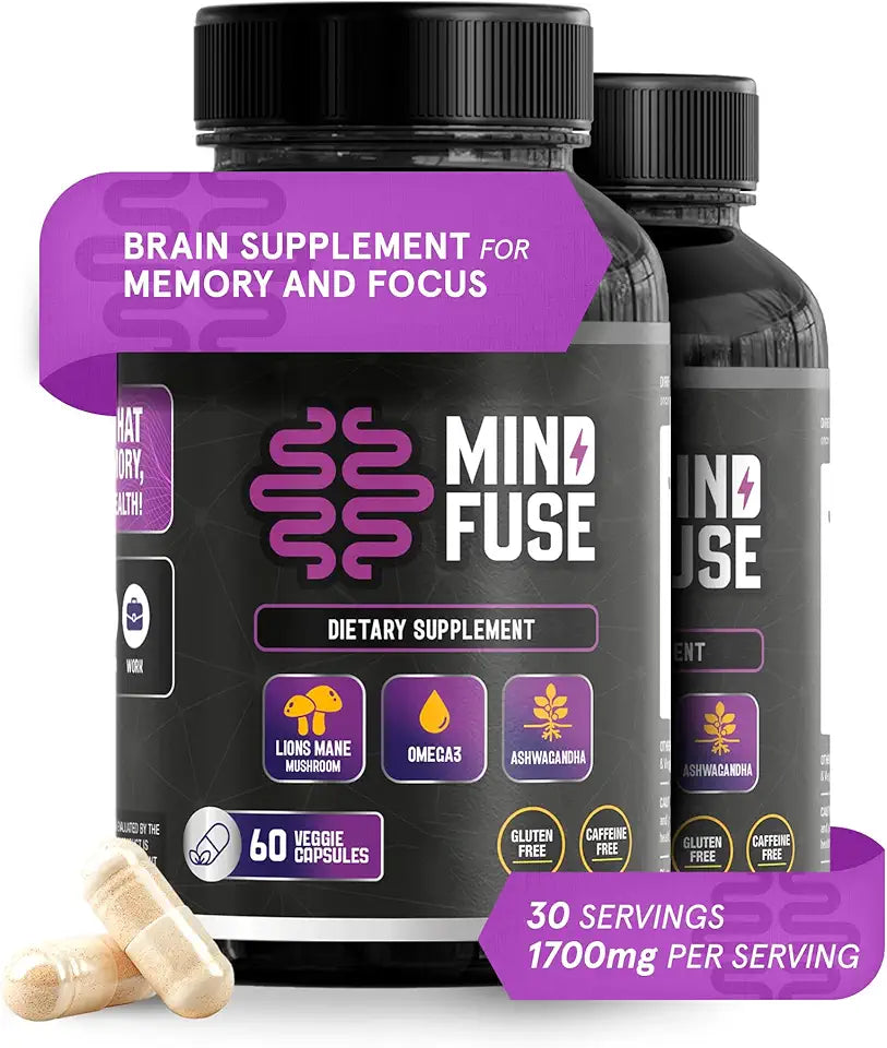 Lion's Mane Capsules with Omega-3, Ashwagandha & L-Theanine 120 Capsules M679891